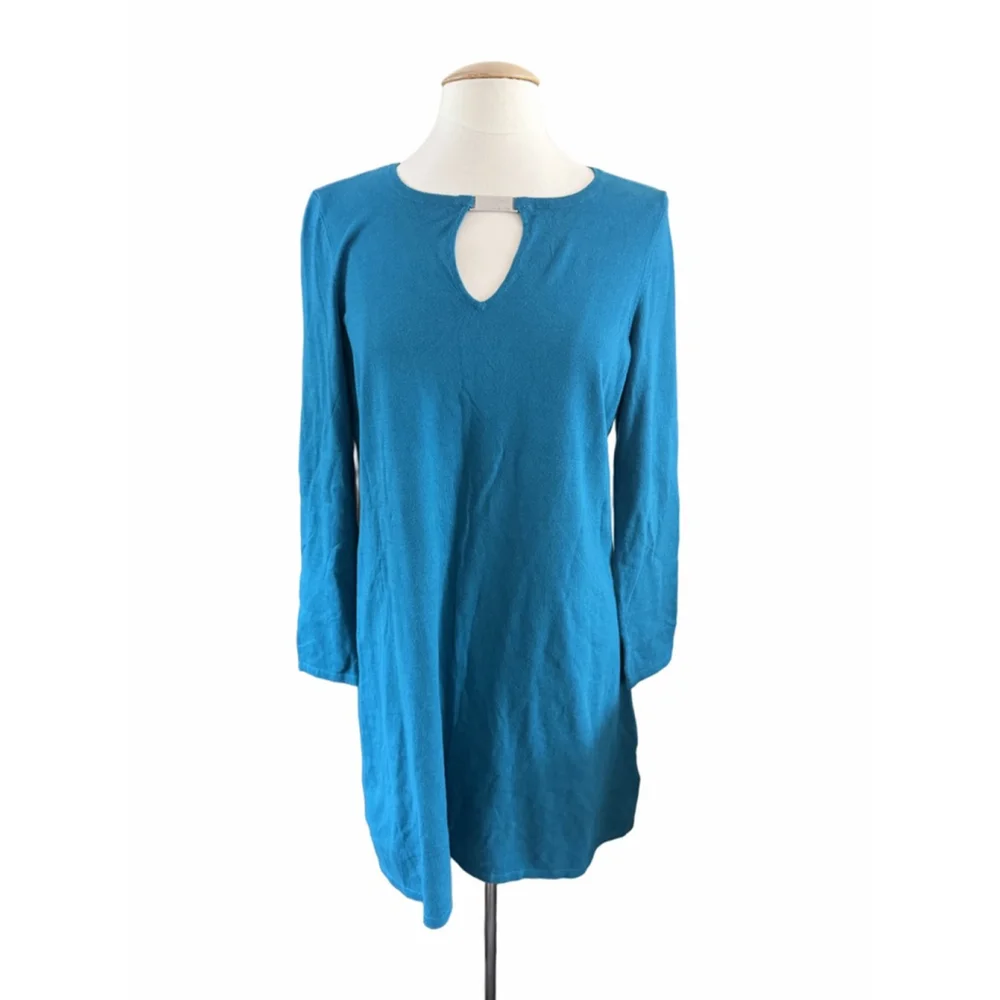 Women's Michael Kors Deep Teal Keyhole long sleeve dress L